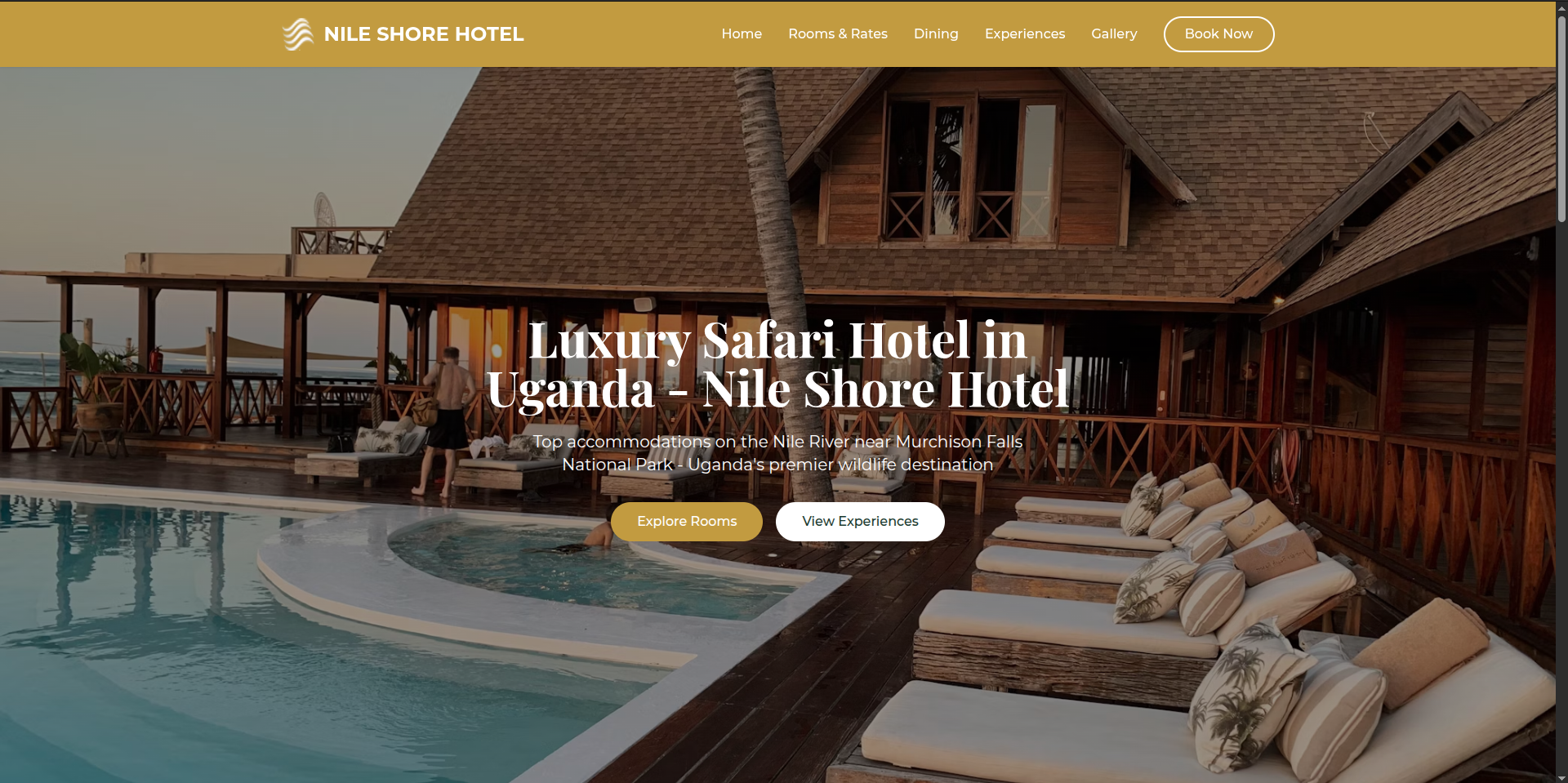 Screenshot of Nile Shore Hotel website