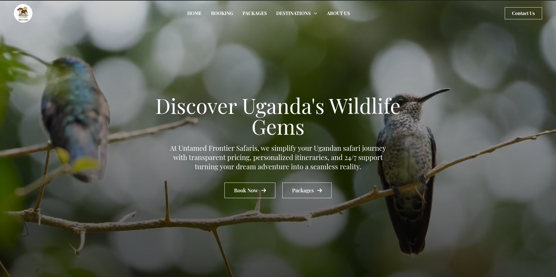 Screenshot of Untamed Frontiers website